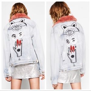 zara denim fur jacket